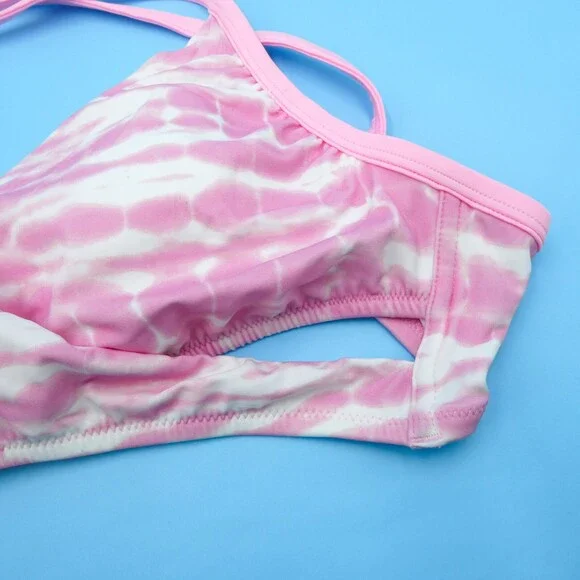 Victorias Secret Large Pink Tie Dye Cutout Wrap Style Bikini Top Padded Swim New - Picture 5 of 10